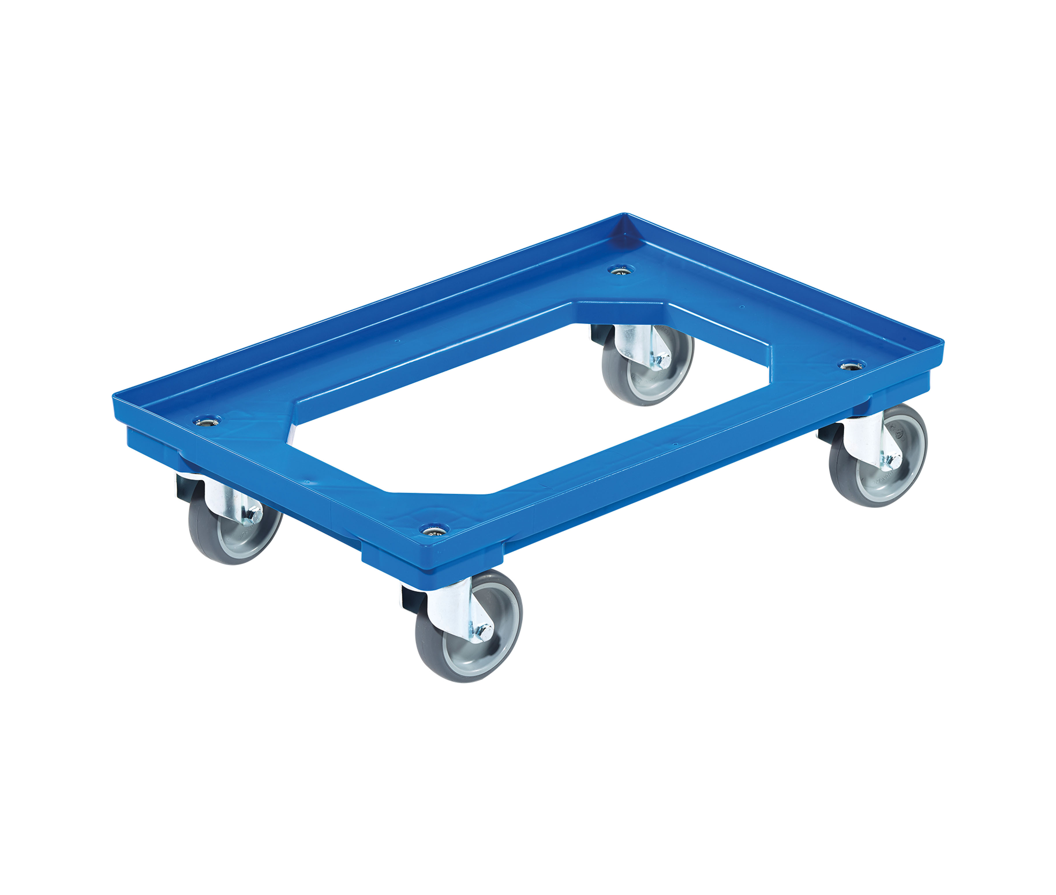 Transportroller für Behälter 600 x 400 mm, Gummi-Rad grau