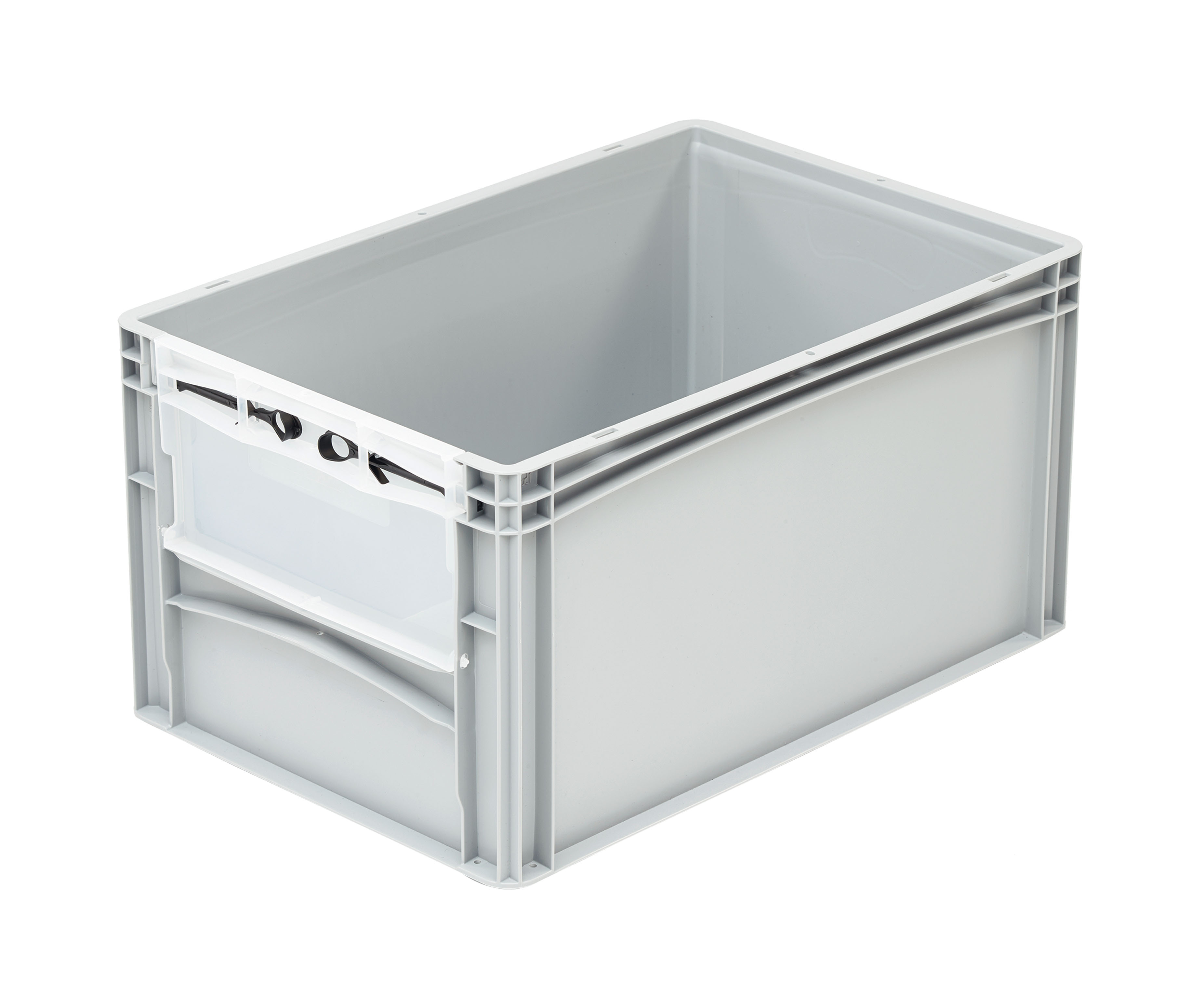 basicline-Behälter / Entnahmeklappe Stirnseite+Muschelgriff basicline-Behälter / Entnahmeklappe Stirnseite+Muschelgriff